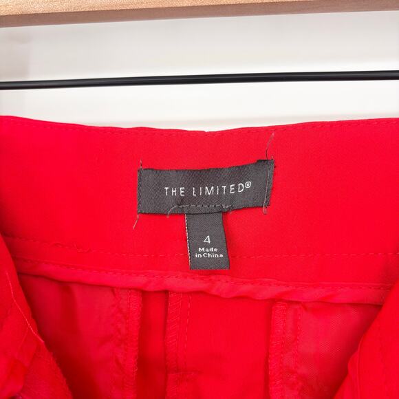 The Limited Red High-Waisted Belted Cropped Pants Size 4 - Picture 4 of 6